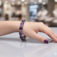 צמיד קריסטלי בעיצוב נקי עם אבן לברדורייט/אמתטיסט