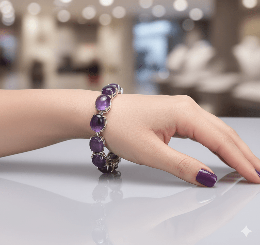 צמיד קריסטלי בעיצוב נקי עם אבן לברדורייט/אמתטיסט