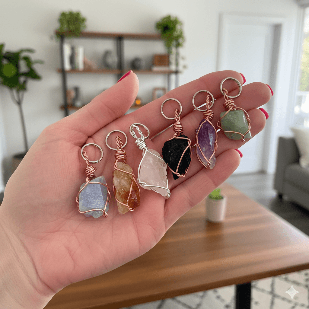 מחזיק מפתחות קריסטלי - מגוון קריסטלים לבחירה – תמונה 2