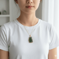 תליון מולדבייט כסף 925 גודל גדול 28 מ״מ (Moldavite) – פצצת אטום של טרנספורמציה