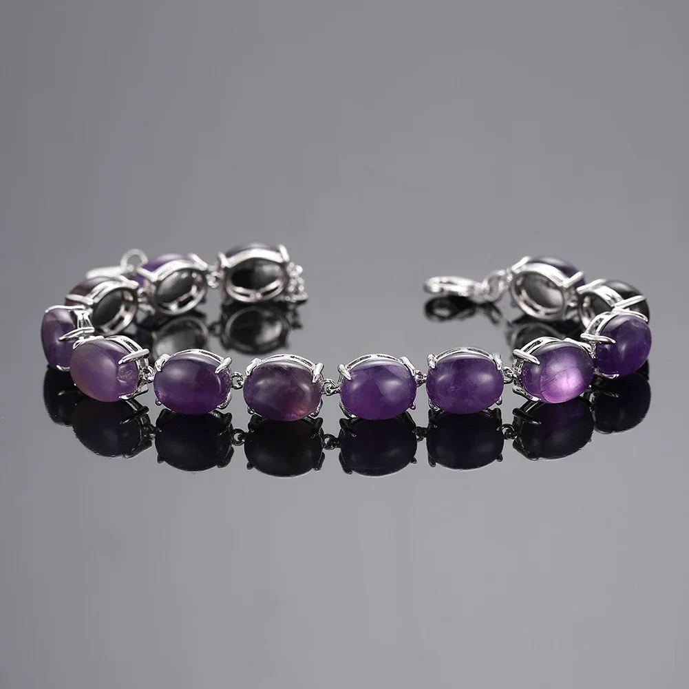 צמיד קריסטלי בעיצוב נקי עם אבן לברדורייט/אמתטיסט – תמונה 6