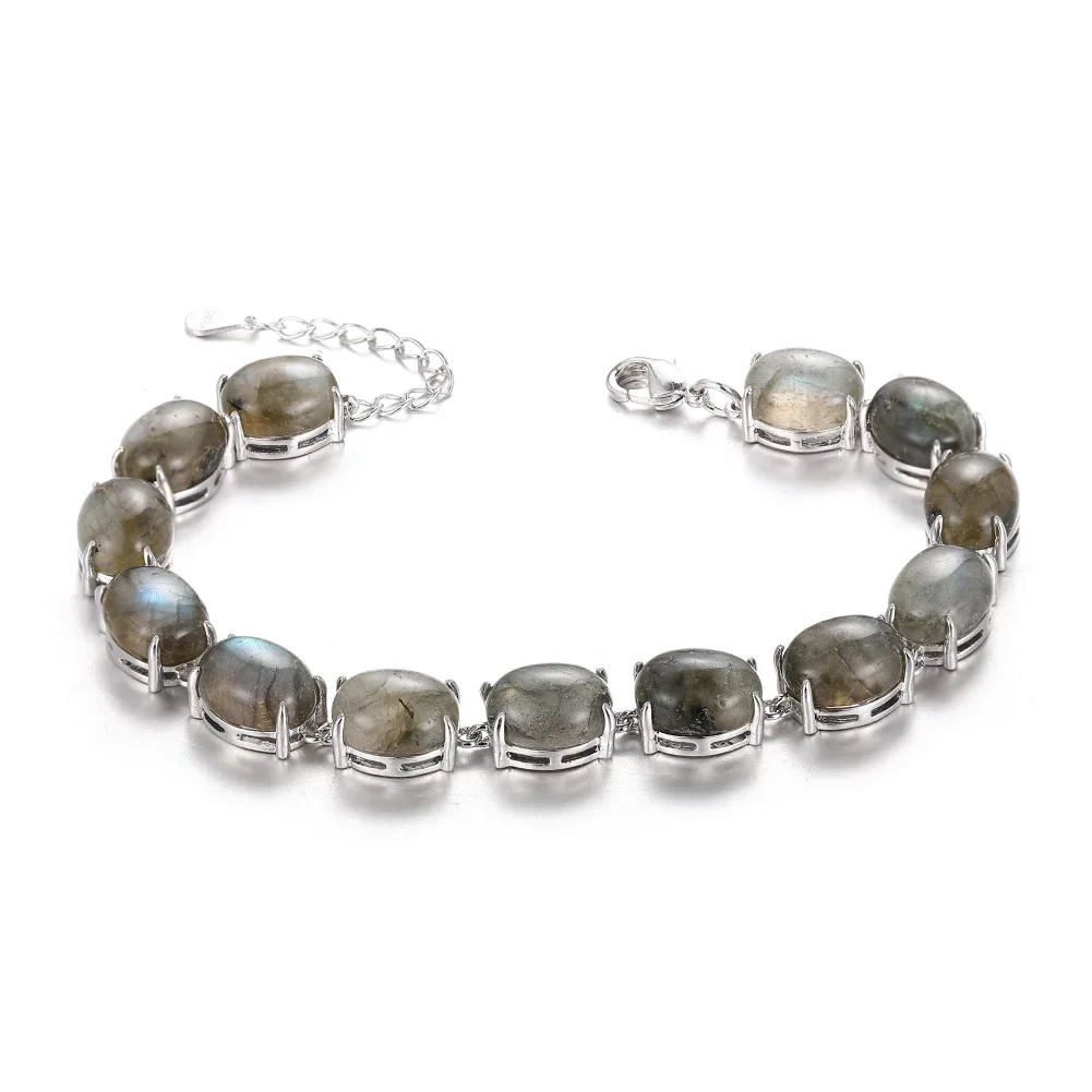 צמיד קריסטלי בעיצוב נקי עם אבן לברדורייט/אמתטיסט – תמונה 5